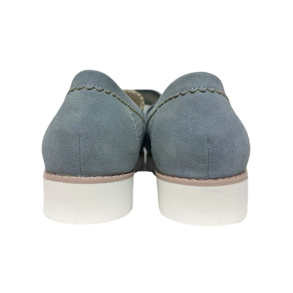 NEW NYDJ Womens Size 10 Light Blue Faux Suede Okoa Knitted Bow Comfort Loafers